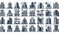 Collection of architectural icons and design elements Royalty Free Stock Photo