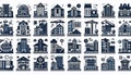 Collection of architectural icons and design elements Royalty Free Stock Photo