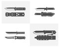 Collection of army knives, line icons set, typical combat knife, stock knife vector illustration Royalty Free Stock Photo