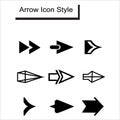 Collection of arrow icons, direction. Forward, backward, download, upload, full screen, shuffle, repeat, refresh button set.