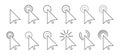 Collection of arrow pointer, cursor icon, click or press cursor in flat design Royalty Free Stock Photo