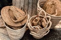 Collection of artisan objects made of wicker Royalty Free Stock Photo