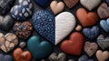 A collection of artistic heart-shaped stones in various colors and textures, symbolizing love and affection Royalty Free Stock Photo
