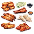 Asian Desserts And Appetizers: Exquisite Watercolor Illustrations With Detailed Feather Rendering