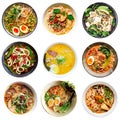 Collection of Asian noodle ramen bowls isolated Royalty Free Stock Photo