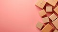A collection of assorted brown cardboard boxes on a soft pink backdrop, offering a perfect mockup for various designs Royalty Free Stock Photo