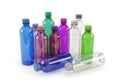 Collection of assorted colored plastic beverage bottles arranged in a grouping Royalty Free Stock Photo