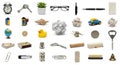A collection of assorted everyday objects displayed against a white background. Items include an Royalty Free Stock Photo
