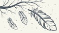 Collection of Assorted Feathers Hanging from a Tree Branch, vector design Generative AI Royalty Free Stock Photo