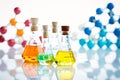 Group of Bottles Filled With Different Colored Liquids Royalty Free Stock Photo