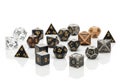 Collection of assorted polyhedral dice for tabletop role playing games isolated on white background Royalty Free Stock Photo