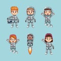 Cute kids astronauts cartoon Royalty Free Stock Photo