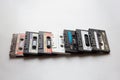 Collection of audio cassettes on white background Royalty Free Stock Photo