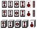 Collection of audio speaker vector. surround system symbol. loudspeaker icons. outlines Woofer.