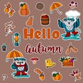 Collection of autumn nature stickers