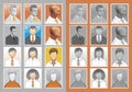 Collection of avatars of office people. Active color variant and inactive in grayscale.