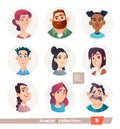 Collection of avatars, people. A set of user faces for a web forum or account. Icons of men and women. Royalty Free Stock Photo