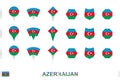Collection of the Azerbaijan flag in different shapes and with three different effects