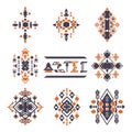 Collection of aztec tribal designs. Vector illustration decorative design