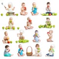 Collection of babies and kids eating apples