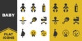 Collection of baby and accessories flat icons Royalty Free Stock Photo