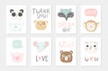 Cute animals isolated illustration and lettering for children. Royalty Free Stock Photo