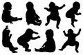 Collection of baby silhouettes Royalty Free Stock Photo