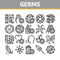 Collection Bacteria Germs Vector Sign Icons Set Royalty Free Stock Photo