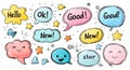 A collection of balloon text frames for decoration, featuring simple hand-drawn pen line speech bubbles, clouds, and Royalty Free Stock Photo