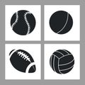 Collection balls sport icons black and white Royalty Free Stock Photo