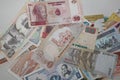 Collection of banknotes of different countries