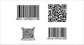 A collection of barcode and QR code labels on a white background Royalty Free Stock Photo