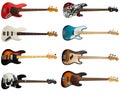 Collection of bass guitars