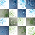 Collection of Bauhaus wallpapers, art dimensional vector background made with honeycombs, lines and circles. Graphic Royalty Free Stock Photo