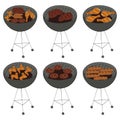 Collection of BBQ objects. set of barbecue elements, steak, chops, chicken legs and wings, sausages Royalty Free Stock Photo