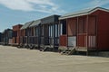 A collection of Beach Huts, Sutton on Sea. Royalty Free Stock Photo