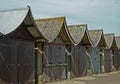 A collection of Beach Huts, Sutton on Sea. Royalty Free Stock Photo