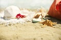 Collection of beach items Royalty Free Stock Photo