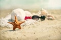 Collection of beach items Royalty Free Stock Photo