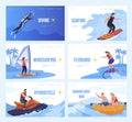 Collection of beach sport landing page vector illustration video play banner summer leisure activity