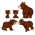 The collection of the bear and baby bear with different posing