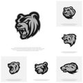 Collection of Bear Logo design vector. Modern professional grizzly bear logo for a sport team