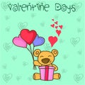 Collection bear with love balloon and gift