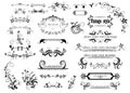 Collection of beautiful floral frames, vignette and headers for wedding design Royalty Free Stock Photo