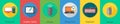 A set of 6 computer and Hardware icons as computer, graphic tablet, mouse