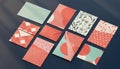 Assortment of Stylish Envelopes and Cards with Modern Patterns Royalty Free Stock Photo