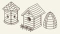 Collection of Beehives and Apiaries for Beekeeping and Honey vector design Generative AI Royalty Free Stock Photo