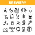 Collection Beer Brewery Elements Vector Icons Set