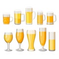 Collection of beer mugs with light alcohol beverage isolated Royalty Free Stock Photo