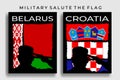 Collection of belarus and croatia flag military salute vector illustration Royalty Free Stock Photo